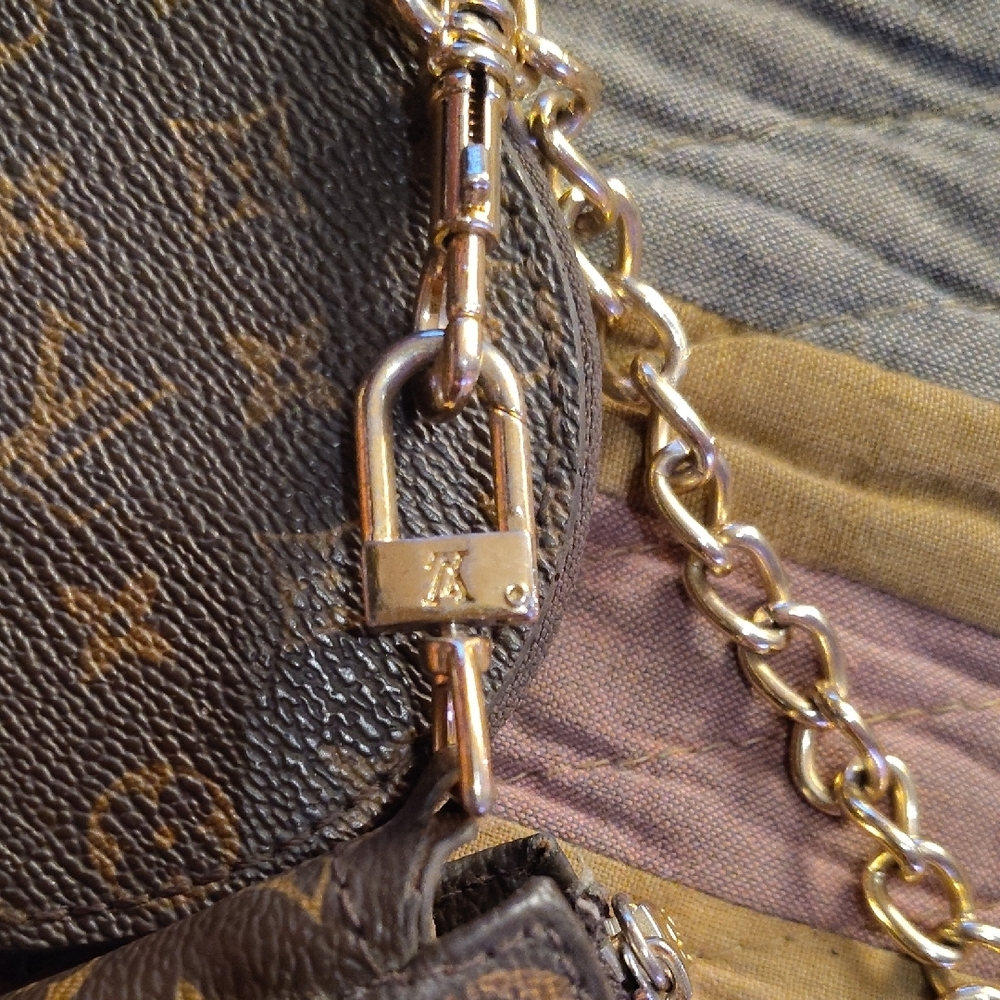 Louis Vuitton Brown Monogram Mini Pochette with Gold Chain and Coin Pouch - Picture 4 of 6